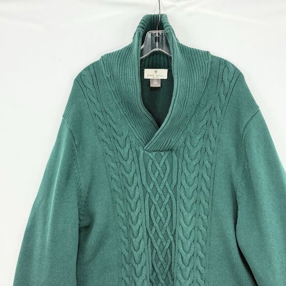 Oak Hill 3XL Green Cotton Shawl Collar Vneck Cable Knit pullover Sweater - Picture 3 of 16